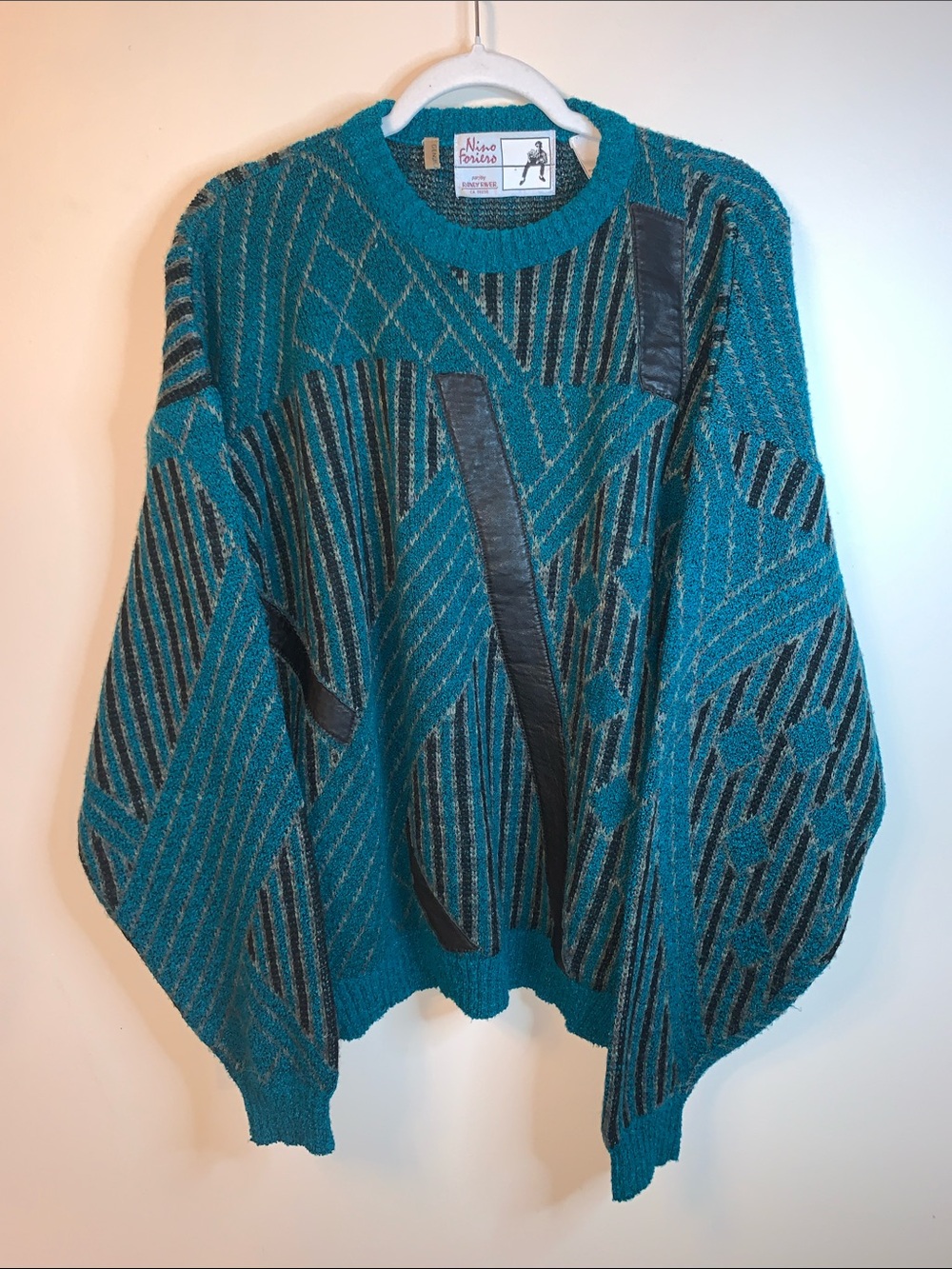 Vintage leather wool blend sweater